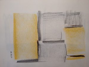 Fenêtre au lever du jour - dessins aux pastels secs