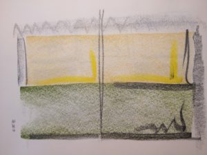 Fenêtre ombre et soleil - dessin aux pastels secs