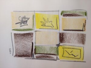 Fenêtre au soleil, dessin aux pastels secs